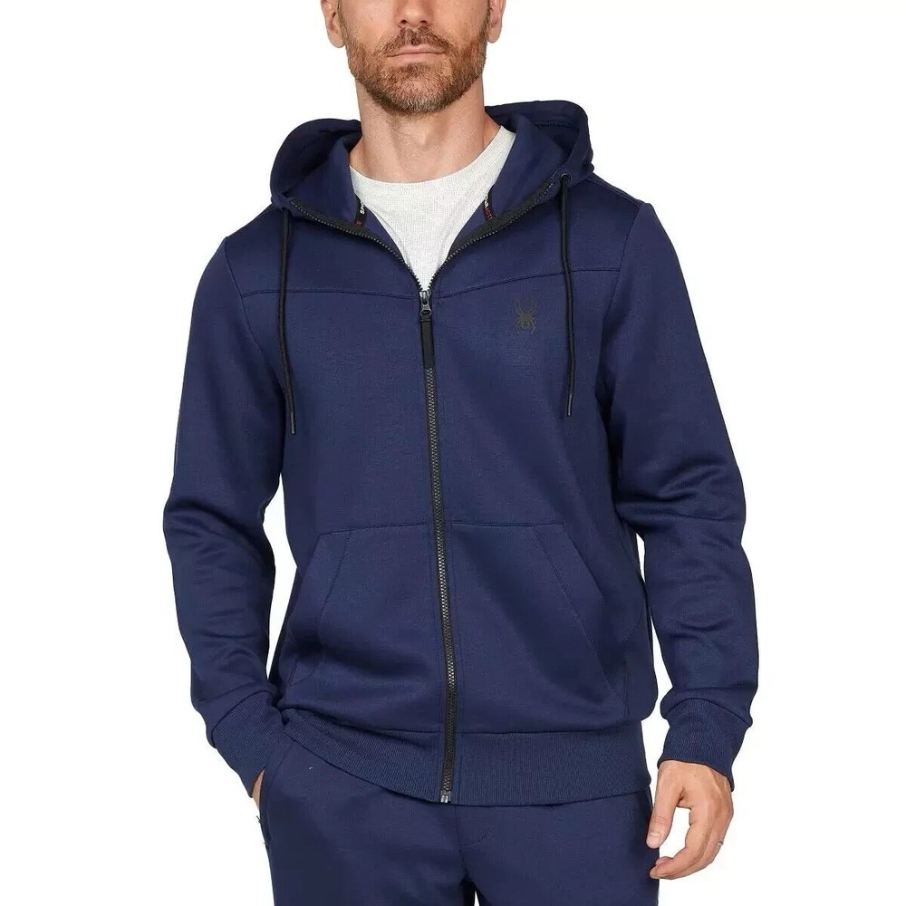 NWT Spyder Mens 3X Navy Blue‎ Active Full Zip Hoodie Sweatshirt Long Sleeve
